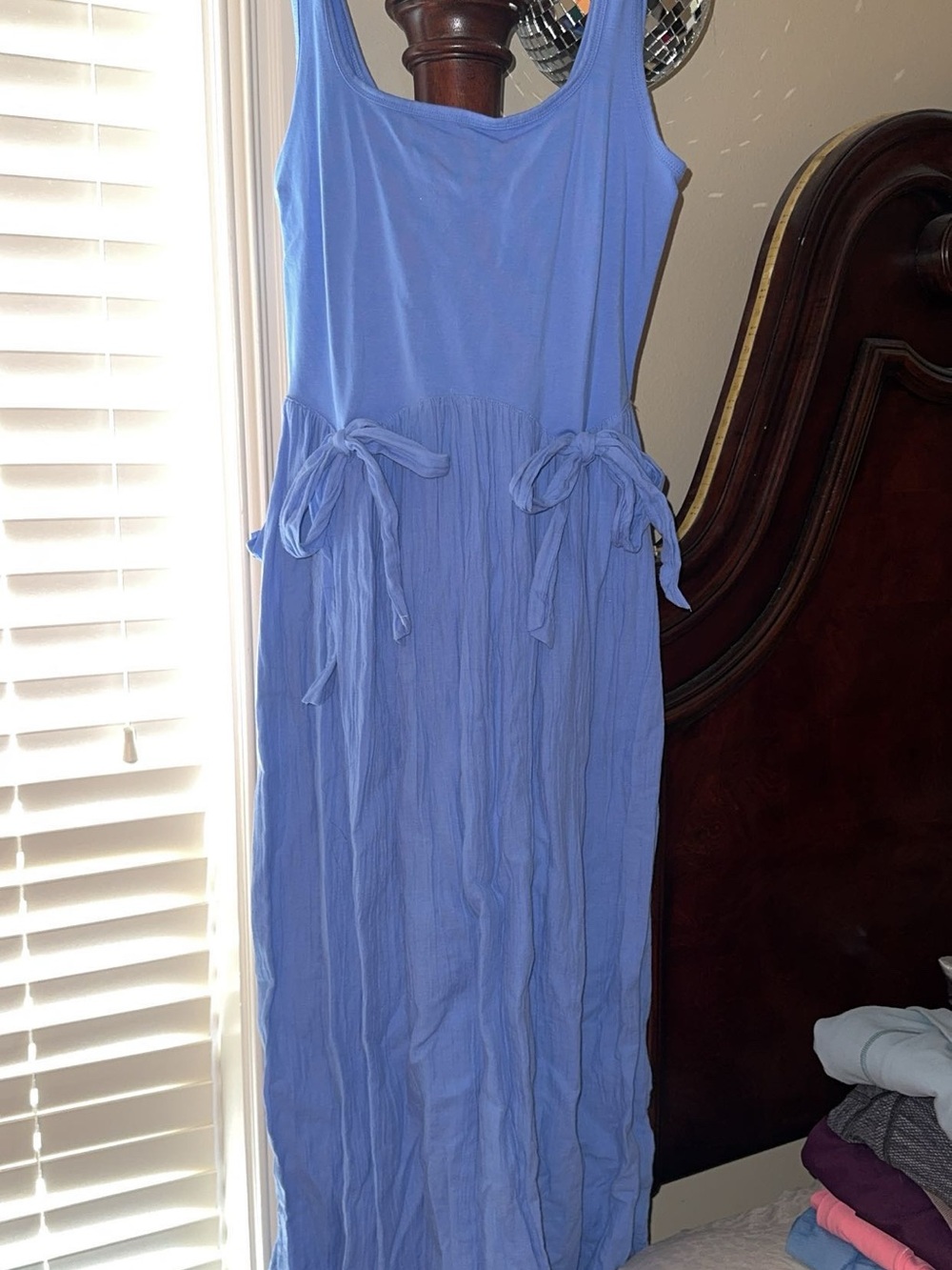 AERIE Light Blue Sleeveless Maxi Dress with Tie Waist